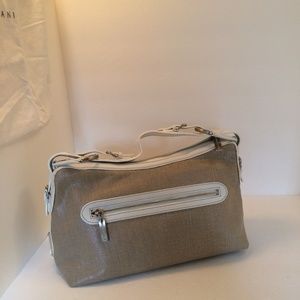 Leather & Metallic Linen Purse Handbag